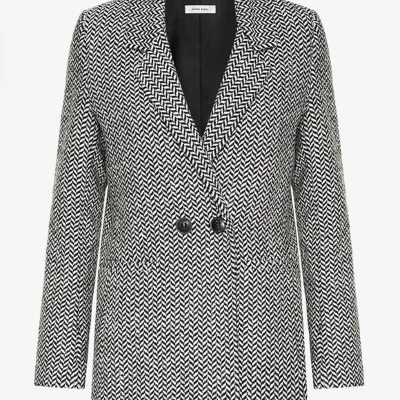 ANINE BING Fishbone Blazer Black & Off White - Picture 2 of 10